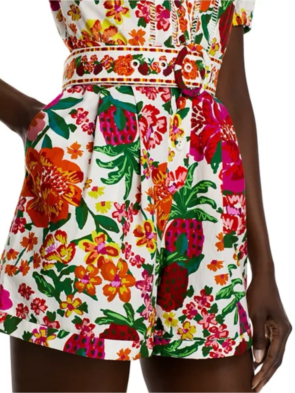 NWT FARM Rio Flowerful Sleeve Floral Romper Off White XXS - Picture 7 of 9